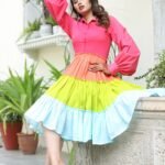 Asiatic lily multicolor tiered dress