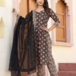 Black Lotus Cotton Suit Set