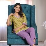 Gracy Yellow Purple Kurti Set