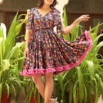 Multicolor floral tiered dress