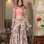 Sheug peach sharara set