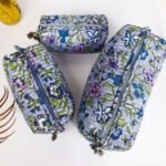 Travel-Friendly Toiletry Organizer  Hand Quilted Cotton Makeup Bag Set  Gift for Wife
