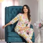 Yellow & Pink Fhool Kurti Set