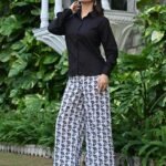 BLACK WITH WHITE GREY FLORAL CO-RD SET