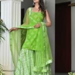 CANNABIS WITH BANDHEJ COTTON SHARARA SET