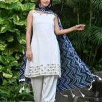 SNOW WHITE WITH BANDHANI KURTA SET