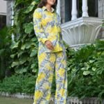 YELLOW BLUE LILY COTTON CO-RD SET